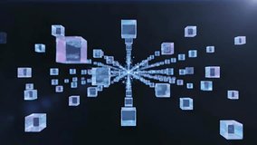 Abstract digital art featuring a central glowing core and interconnected crystalline cubes. A futuristic and visually striking representation of data and connectivity - Powered by Shutterstock - Get 15% off with code: PIKWIZARD15