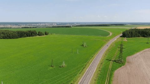 Drone Flying Forward above Green Potato Field