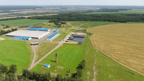 Forward Descending Drone View Farm Silage Pits