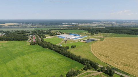 Drone Approaching Farm Complex Gradual Descent