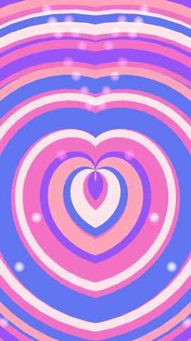 A beautiful and symmetrical animation featuring concentric heart shapes in soft pastel colors, with subtle sparkling effects.