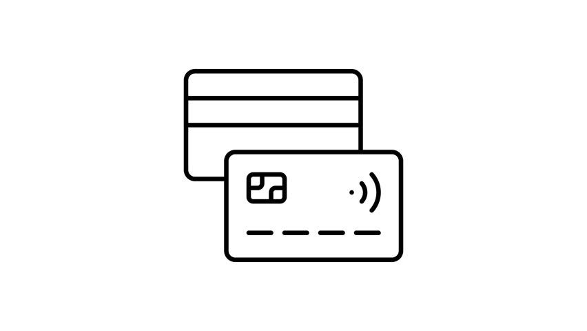 Animated Credit Card in line icon style, suitable for banking, finance, shopping concept illustrations