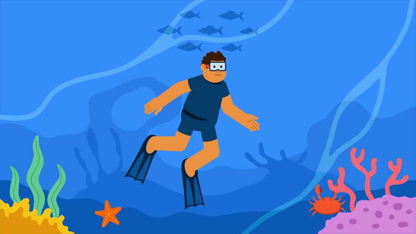 Diving to explore under deep sea life.
