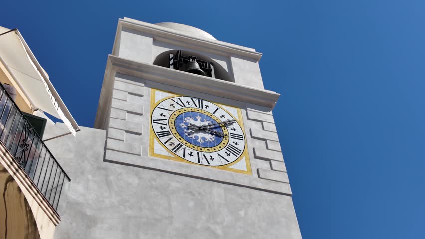 Clock Tower on the Piazzetta in Capri Town, Capri Island, Italy