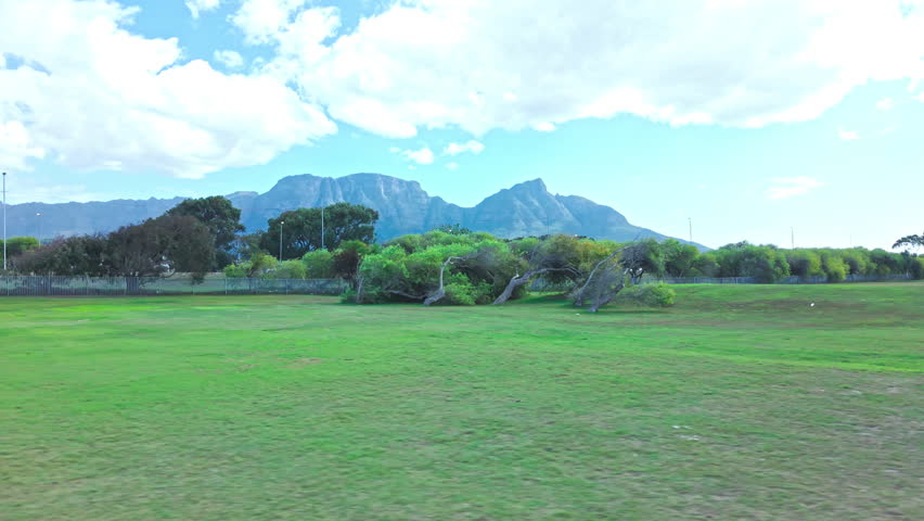 Table Mountain view from Southern Suburbs near Cape Town, South Africa.