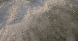 Large frozen river drone flight, chunks of ice near the shore - Powered by Shutterstock - Get 15% off with code: PIKWIZARD15