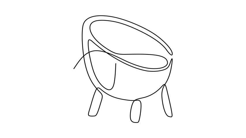 Animated self drawing of continuous line draw of  stylish chair.   Full length one line animation. 4K