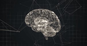 3D brain model pulsing central node and extending lines to avatar nodes, visualizing tech data. Neural, visualization, holographic, network, grid, futuristic, digital - Powered by Shutterstock - Get 15% off with code: PIKWIZARD15