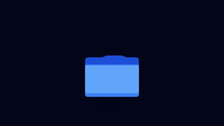 A minimalist animation of a blue folder icon, showcasing the insertion of white paper documents into the folder. Clean and modern design.