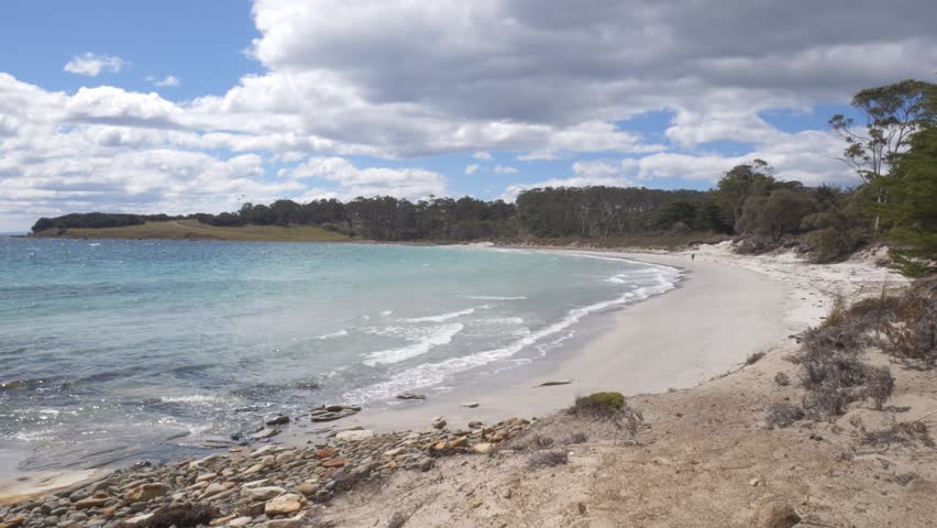 Scenic Beach On Maria Island In Tasmania, Australia - Wide Shot