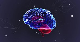 Health data panel appearing, 3D brain rotating, cyan scan bar scanning rows and syncing brain glow. Dashboard, neural, cortex, cerebellum, futuristic, holographic, network - Powered by Shutterstock - Get 15% off with code: PIKWIZARD15