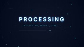 Digital processing interface with loading bar and neural link text, futuristic data technology background. - Powered by Shutterstock - Get 15% off with code: PIKWIZARD15