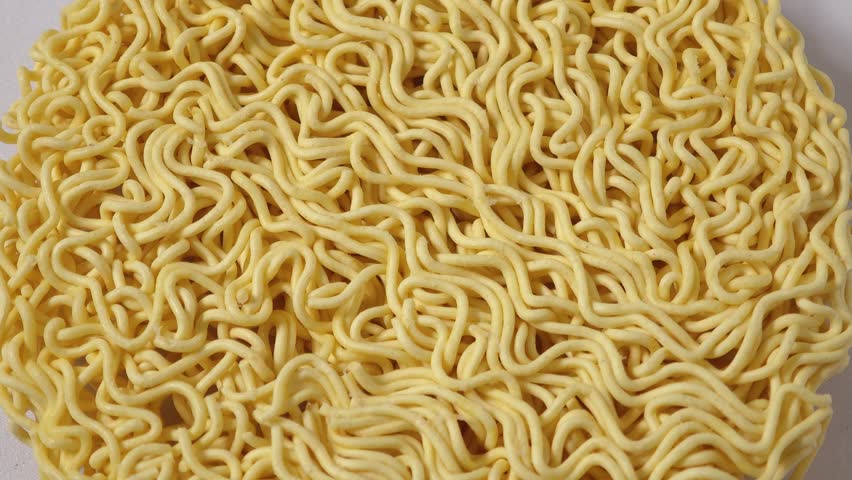 Close-up view of dried noodles.