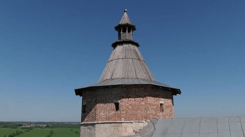 Aerial View of Wooden Fortress Tower in Zaraysk
