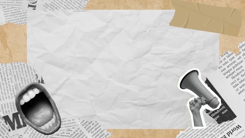  Trendy retro art Digital Collage with Megaphone