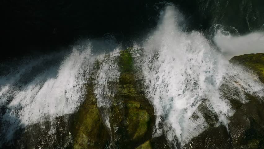 Water splash in rapid stream. Tinuy-an Falls in slow motion. Bislig, Surigao del Sur. Philippines.