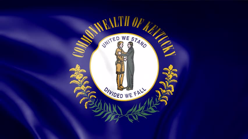 Vibrant Waving Flag of Kentucky, USA, with Glossy Texture for American Patriotism, State Identity, and Political Concepts.