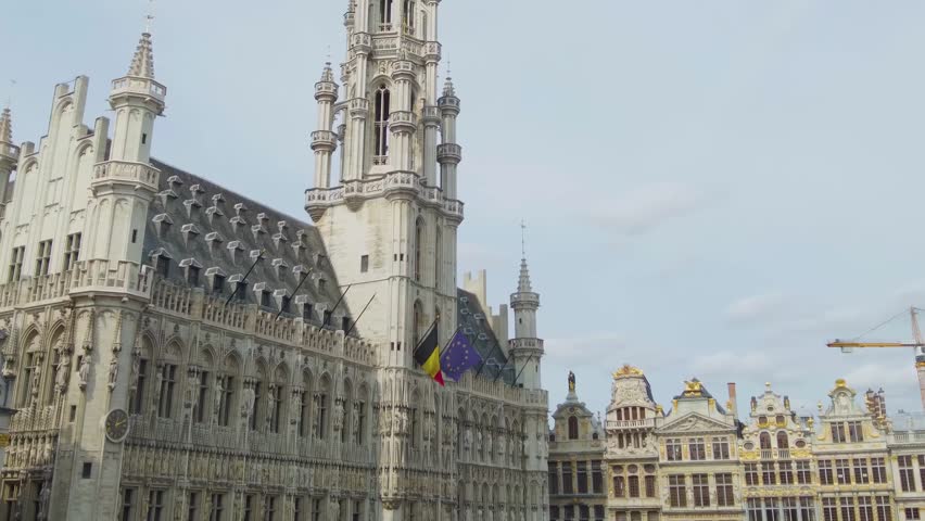 Aerial view of the Old town of the city Brussels on a sunny day in summer in Belgium.