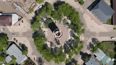 Aerial View of Historic Fire Tower in Zaraysk Square