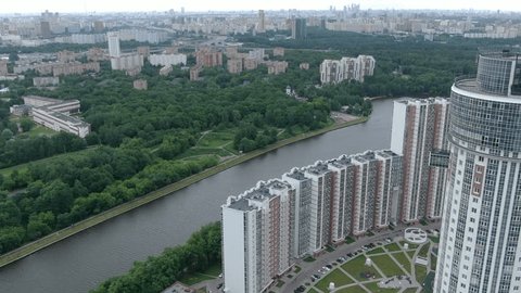 Drone Descending Circular Path toward River