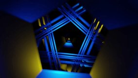 Turquoise hexagonal tunnel spins with glossy neon beams and starry depth - Powered by Shutterstock - Get 15% off with code: PIKWIZARD15