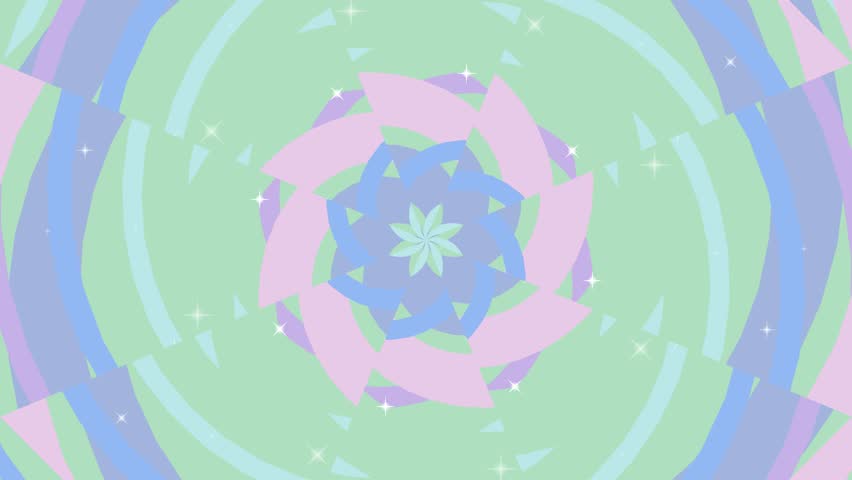 Pastel colored spiral design with sparkles on a white background