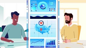 Professional Business Meeting with Interactive Data Charts and Video Call 2D Animation - Powered by Shutterstock - Get 15% off with code: PIKWIZARD15