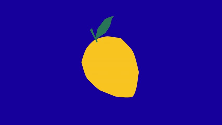 Lemon fruit animation on blue screen