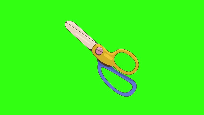 Two tone scissors color animation on green screen