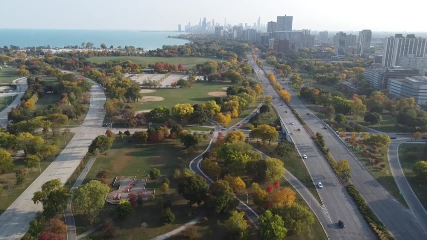 Aerial view of Downtown Chicago in Illinois 
