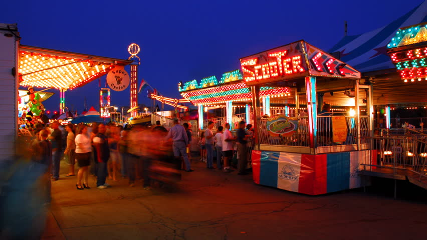 Busy Carnival at Night Time Lapse