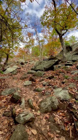 Ascending Mountain Trail Through Rocky Woods (Cold Spring, New York, USA)