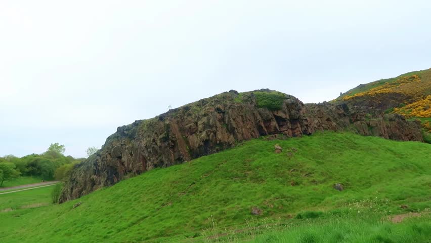 Walking through Holyrood Park approaching Arthur