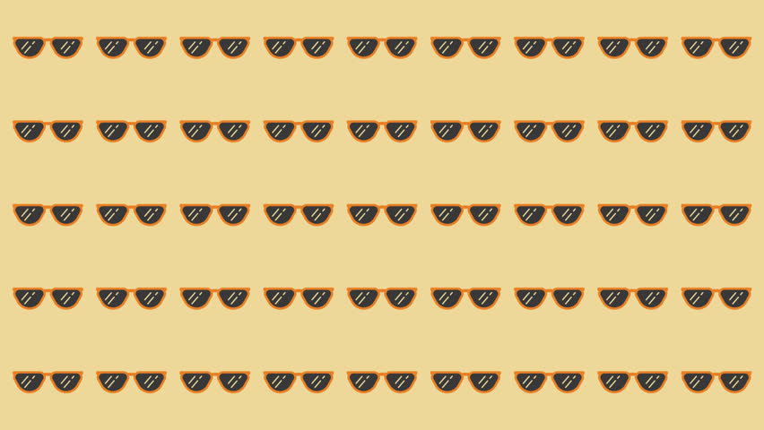 Pattern animation of orange sunglasses for beach day. Perfect for summer, travel, vacationthemed designs, greeting cards, and social media posts.