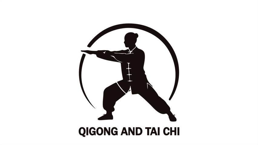 Qigong Tai Chi logo master, art video illustration.