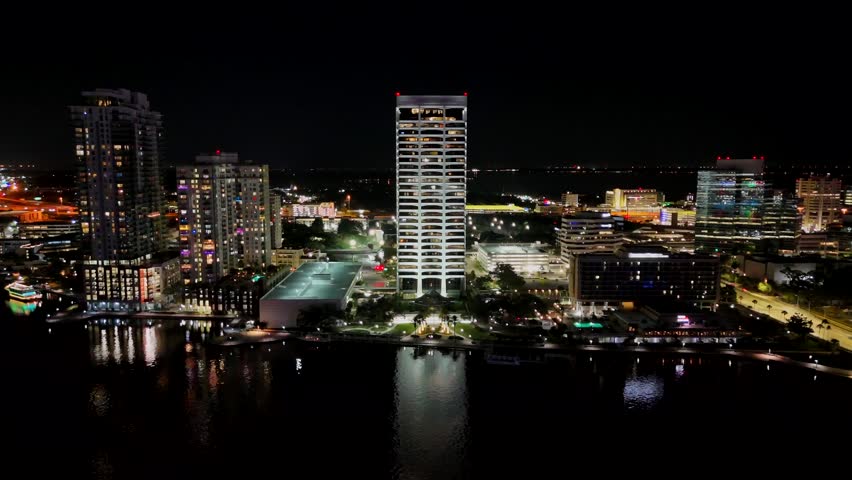 Aerial view of Jacksonville Florida at Night