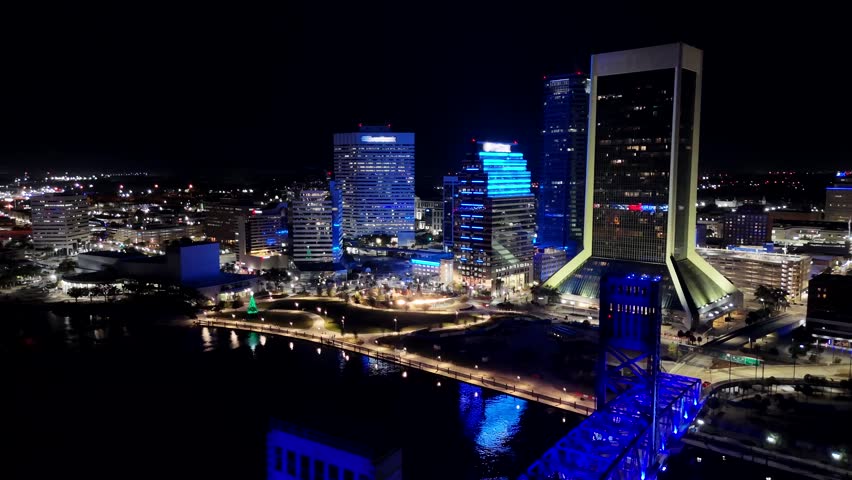 Aerial view of Jacksonville Florida at Night