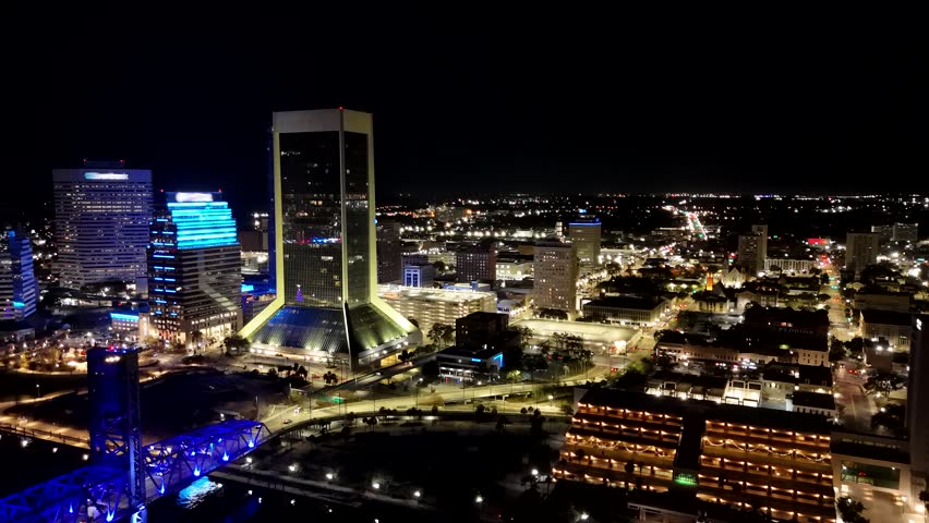 Aerial view of Jacksonville Florida at Night
