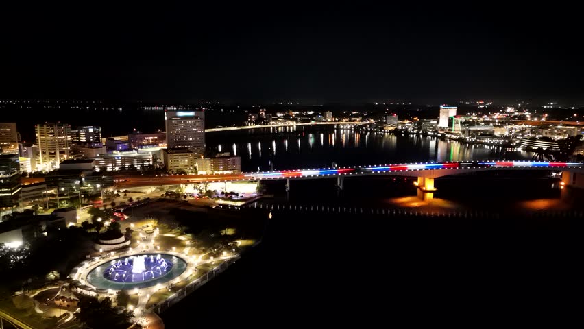 Aerial view of Jacksonville Florida at Night