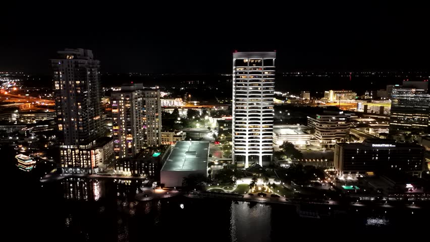 Aerial view of Jacksonville Florida at Night