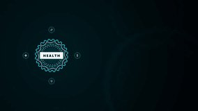 Futuristic digital health interface displays vital signs and medical icons within a circular technological frame against a dark background - Powered by Shutterstock - Get 15% off with code: PIKWIZARD15