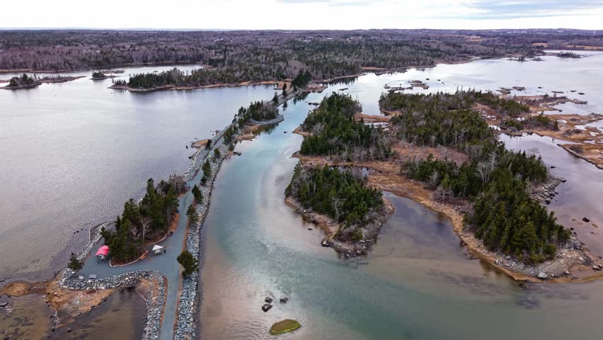 Aerial Nature Background Salt Marsh Cole Harbour Heritage Park Halifax Nova Scotia Canada Coastal Wetland Ocean Inlet Scenic Landscape Outdoor Environment Calm Peaceful View