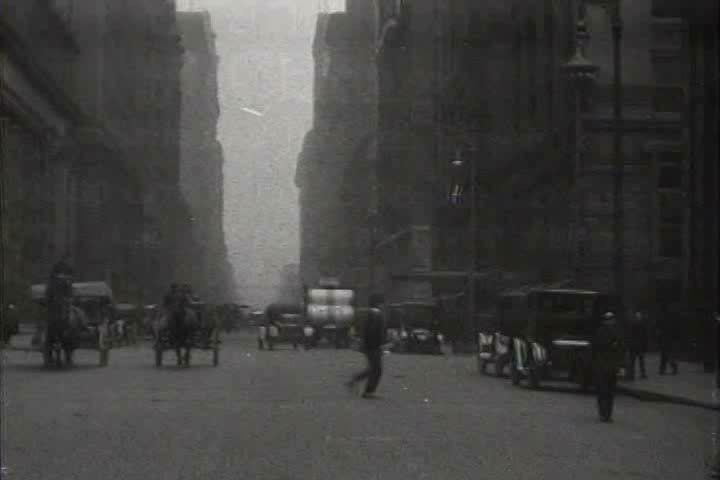 1910s, 1920s - LaSalle and Jackson streets in Chicago, Illinois.