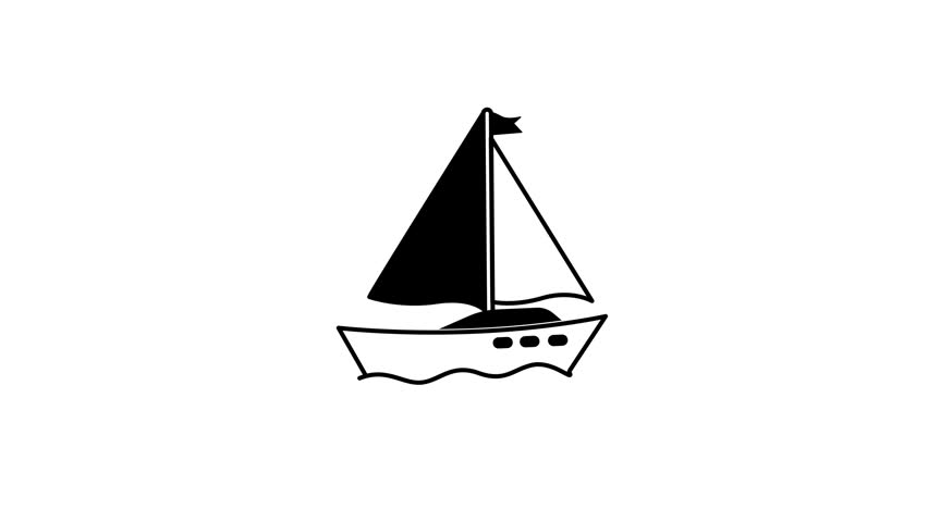 Yacht icon animation on wavy water. Perfect for travel websites, yacht rental promotions, and nautical themed presentations. Dynamic visual appeal.