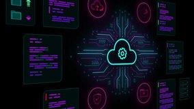 Cloud computing core analyzing floating data streams and statistical business information in a dark space. - Powered by Shutterstock - Get 15% off with code: PIKWIZARD15