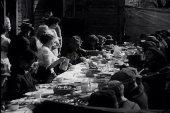 1910s, 1920s - Road builders sit down to a banquet lunch