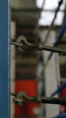 Close-up of dumbbell in fitness studio