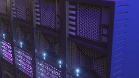 Servers in a data center show technology and equipment used for data processing and storage at night. - Powered by Shutterstock - Get 15% off with code: PIKWIZARD15