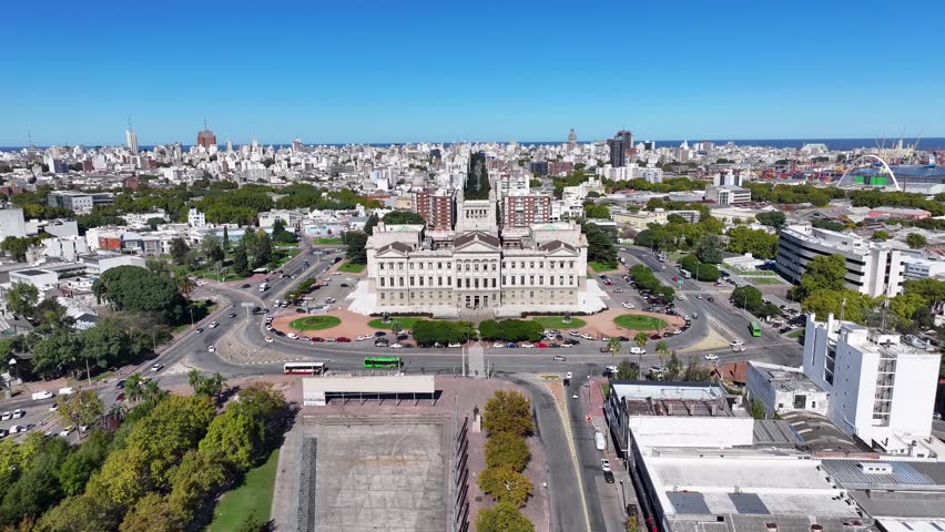 Legislative Palace At Montevideo In Maldonado Uruguay. Historical Centre Landscape. Downtown City. Old Town Skyline. Legislative Palace At Montevideo In Maldonado Uruguay. Beautiful Cityscape.