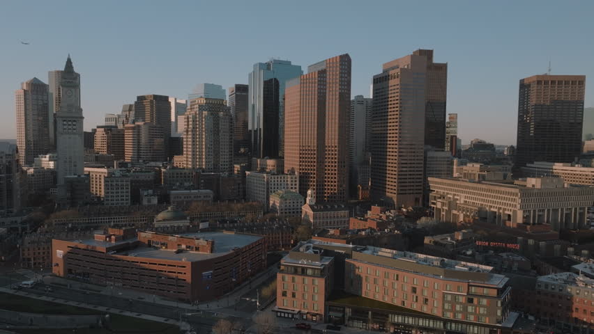 Drone shot of Boston